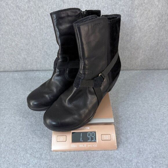 Merrell Womens Size 8 Black Evera Leather Suede Zip-Up Ankle Boots Booties Strap - Picture 11 of 12